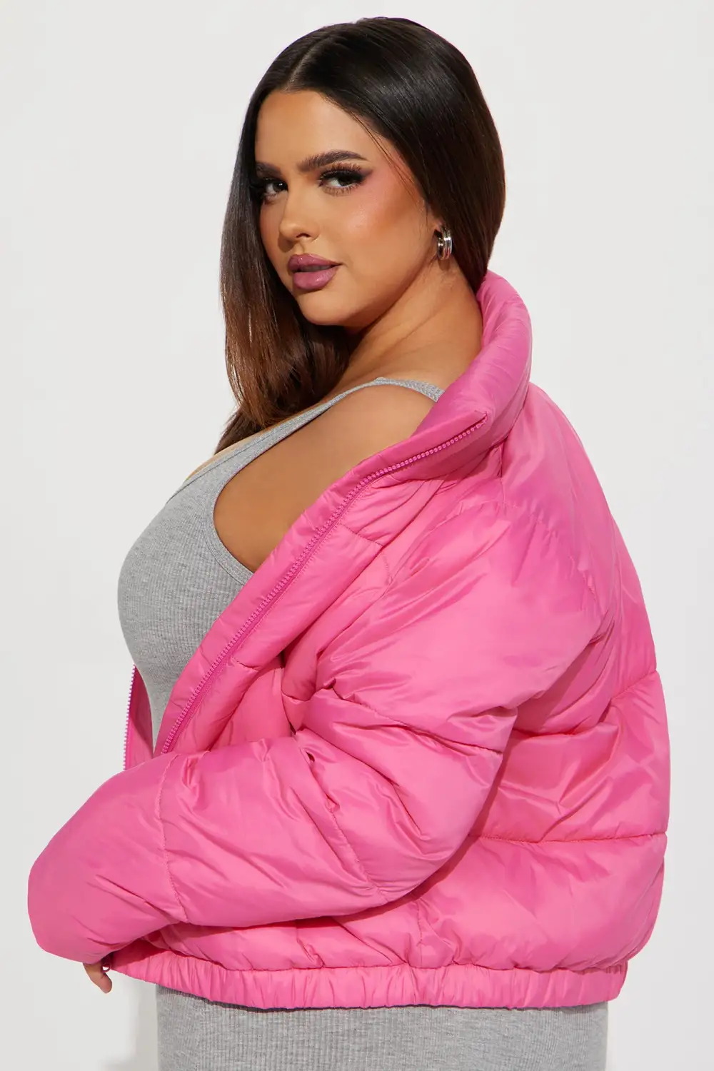 Name Your Game Puffer Coat - Pink