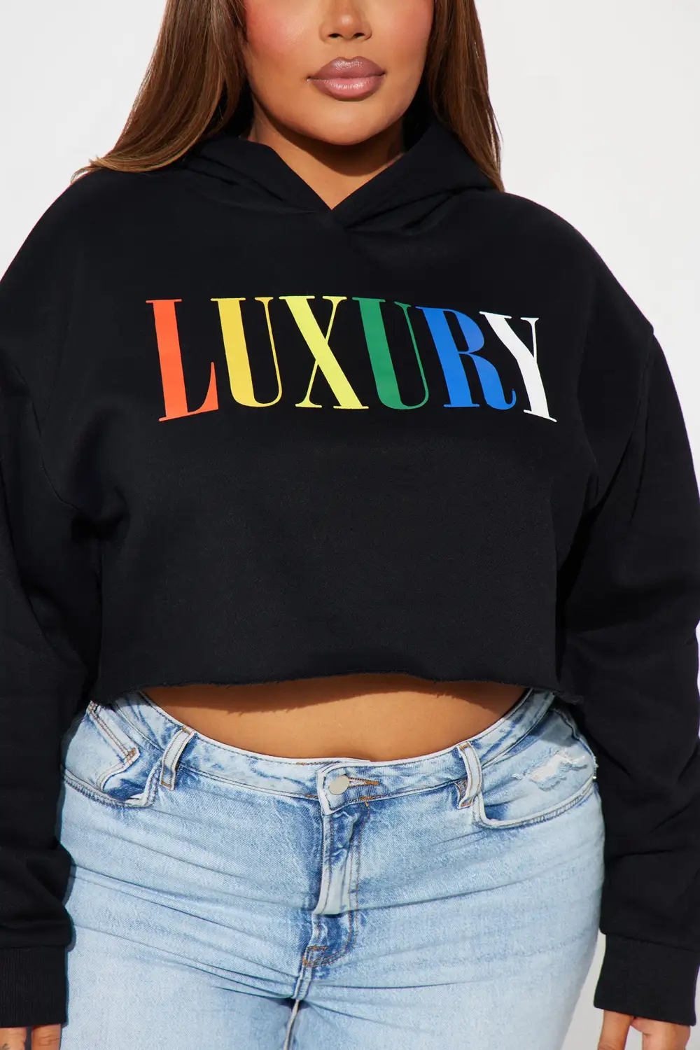 Luxury Cropped Hoodie - Black
