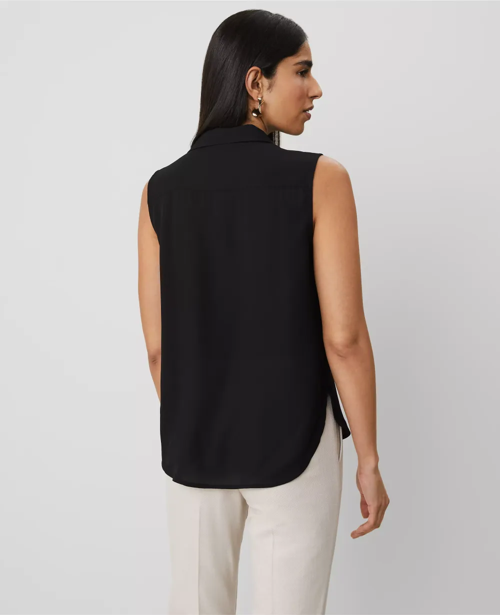 Shirred Yoke Sleeveless Shirt
