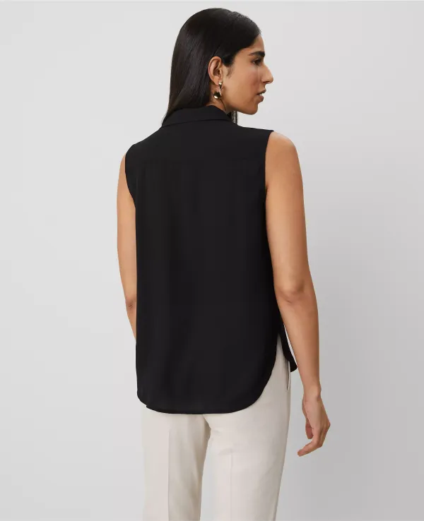 Shirred Yoke Sleeveless Shirt