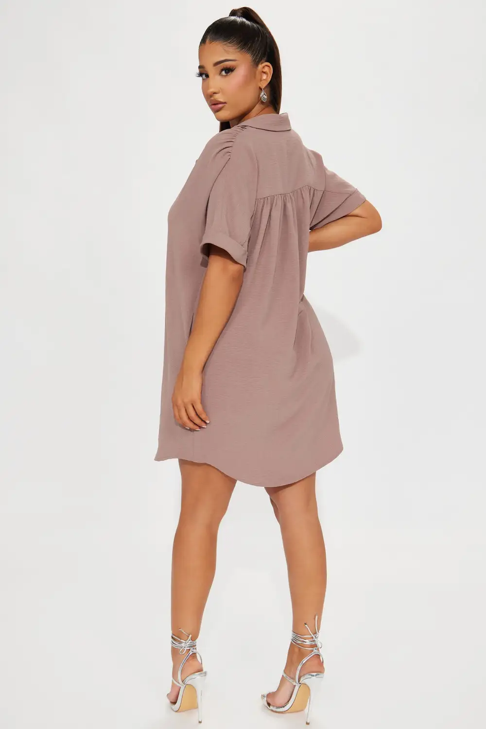 Amelia Mini Shirt Dress - Mocha