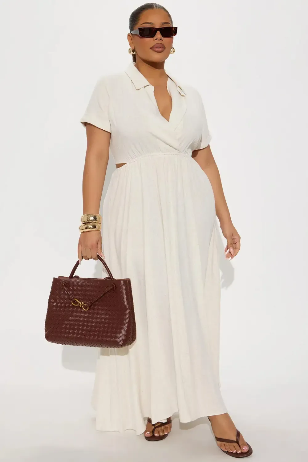 Linen Maxi Shirt Dress - Oatmeal