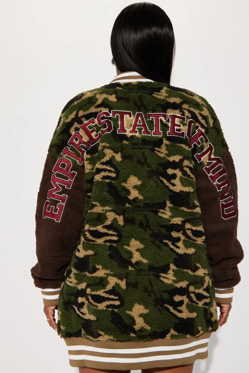 State Of Mind Varsity Bomber Jacket - Olive/combo