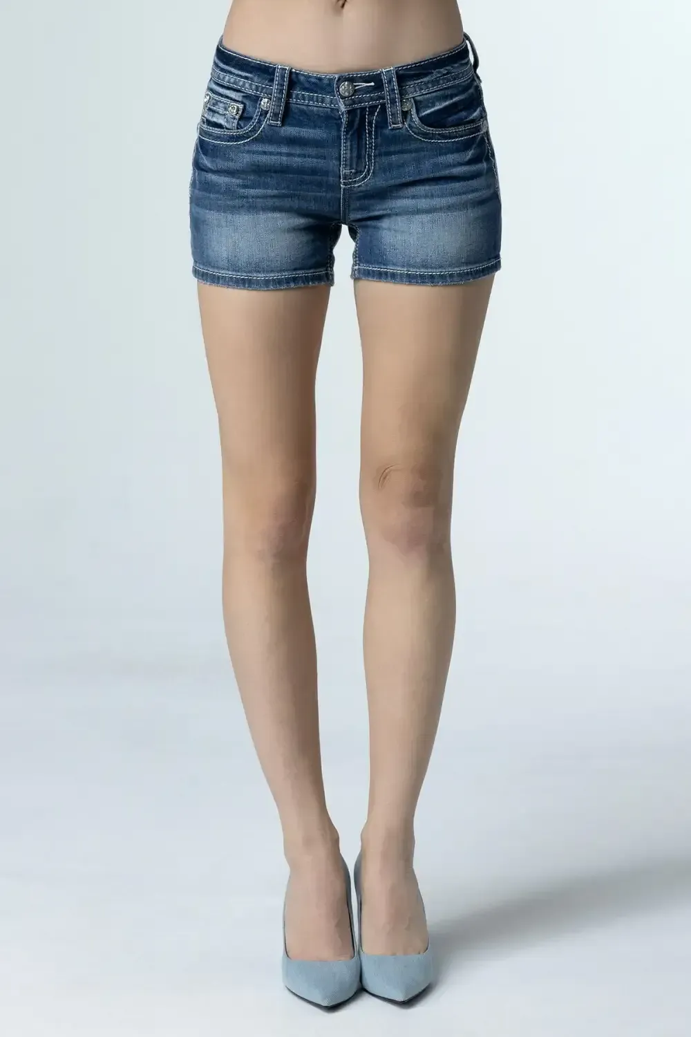 Pastel Cross Denim Shorts