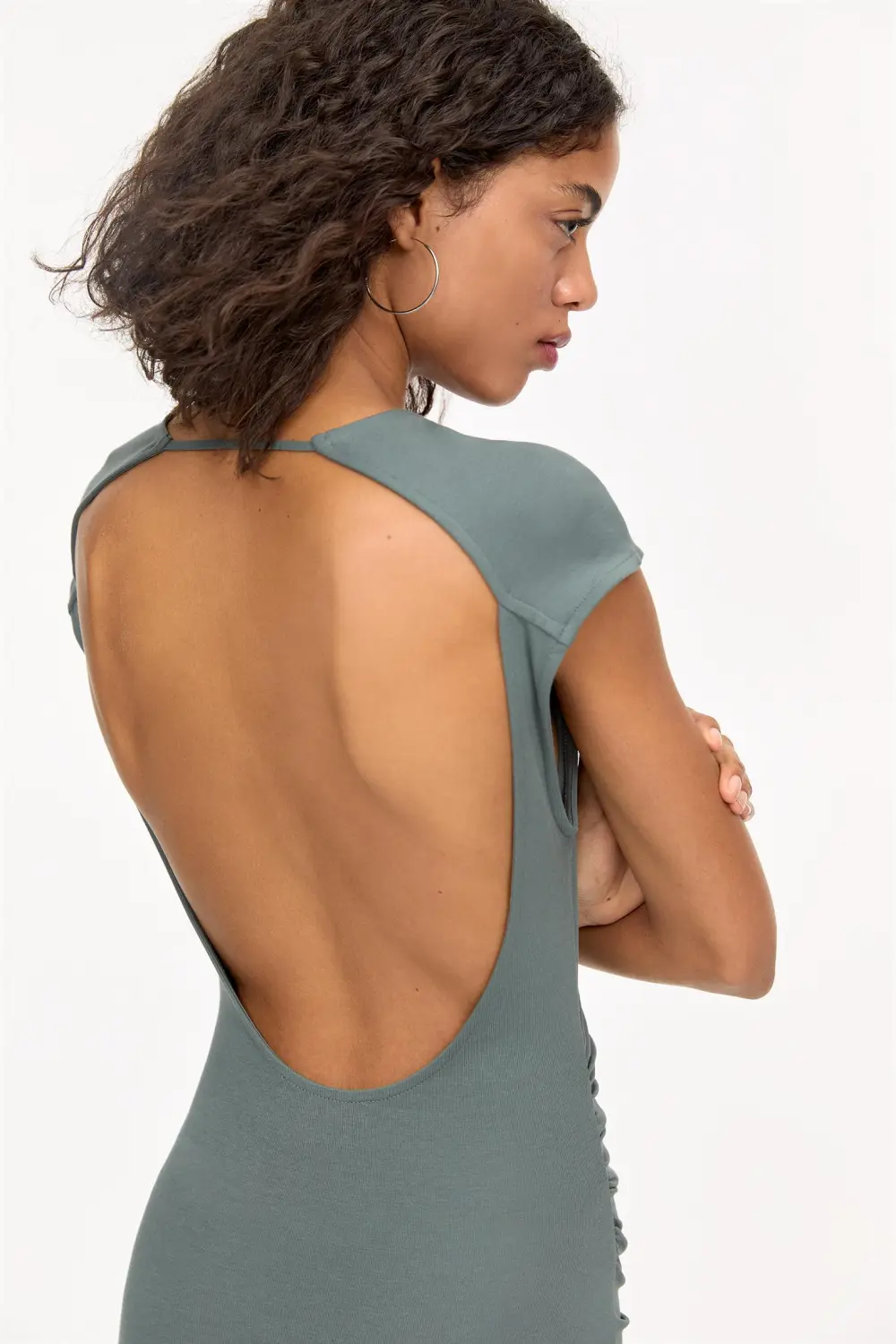 Vestido midi frunces