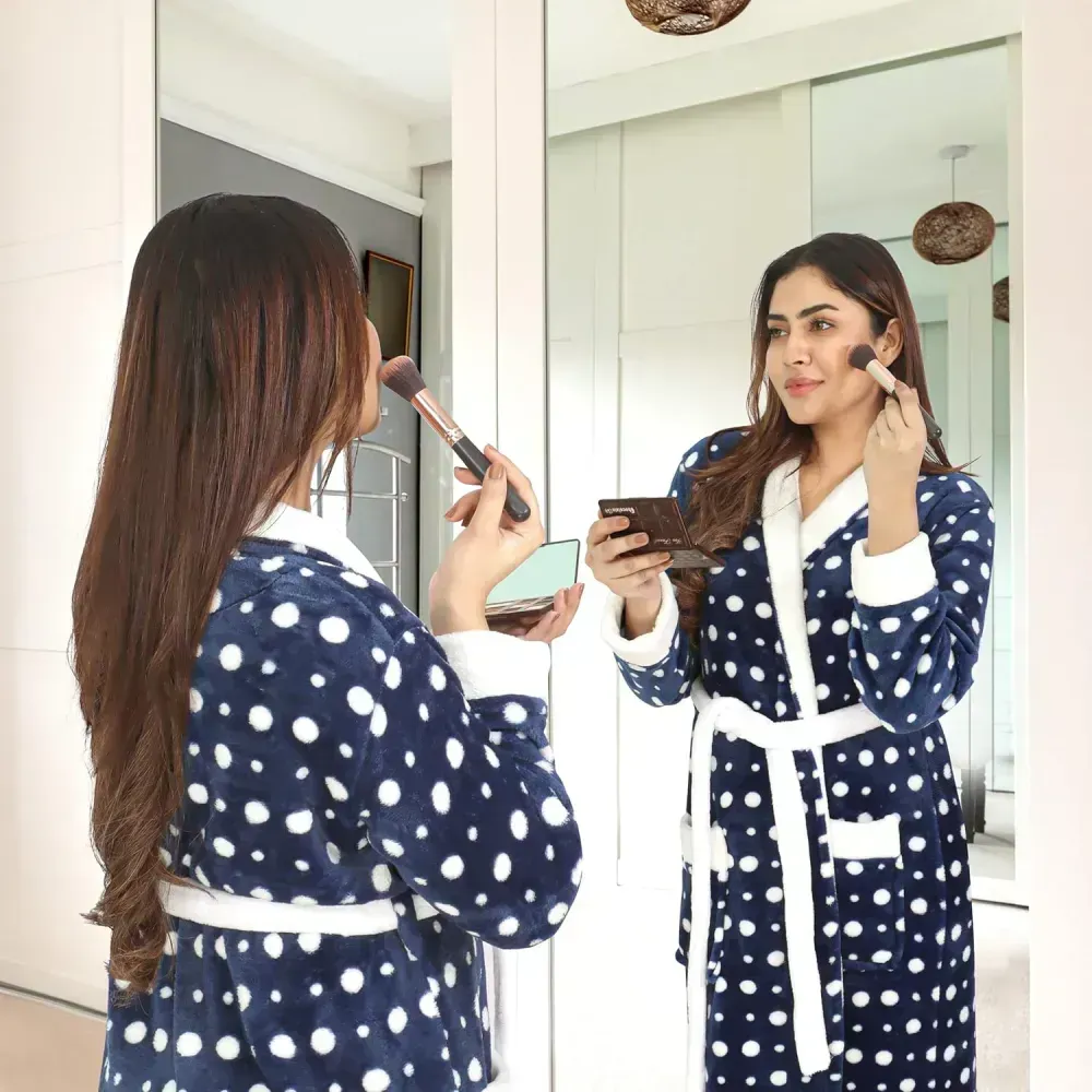 Women Fleece Shawl Collar Bathrobe - Plush Long Robe