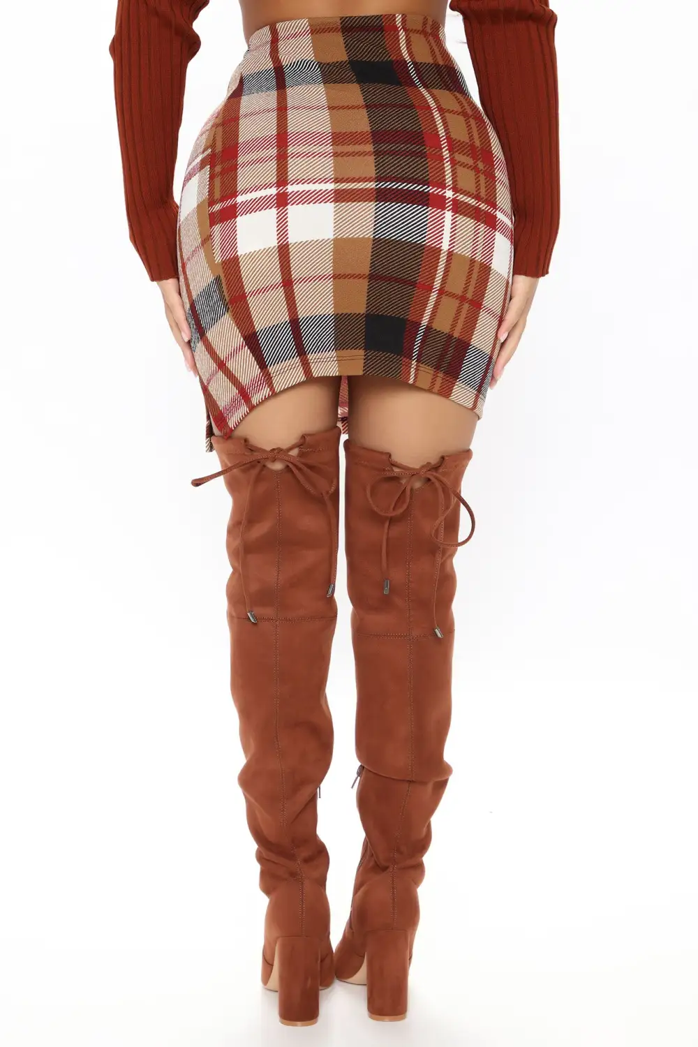Jahia Plaid Mini Skirt - Brown/combo