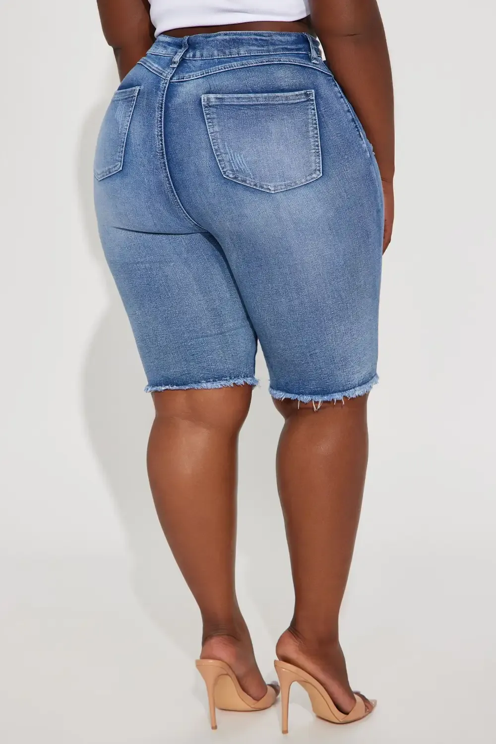 Hot Shot Stretch Denim Bermuda Shorts - Medium Wash