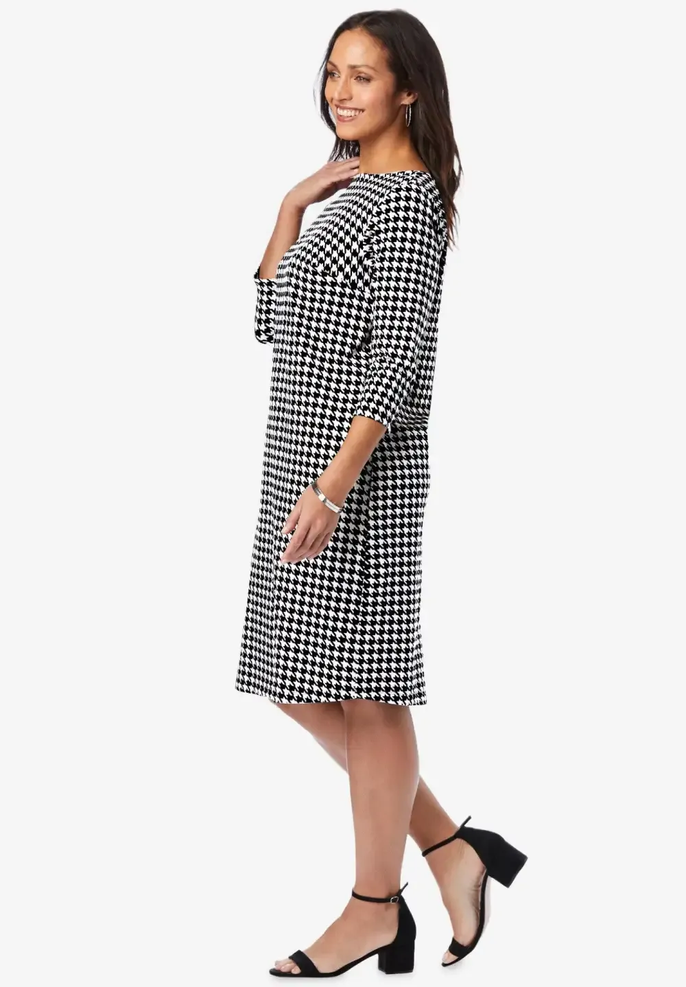 Stretch Cotton Boatneck Shift Dress