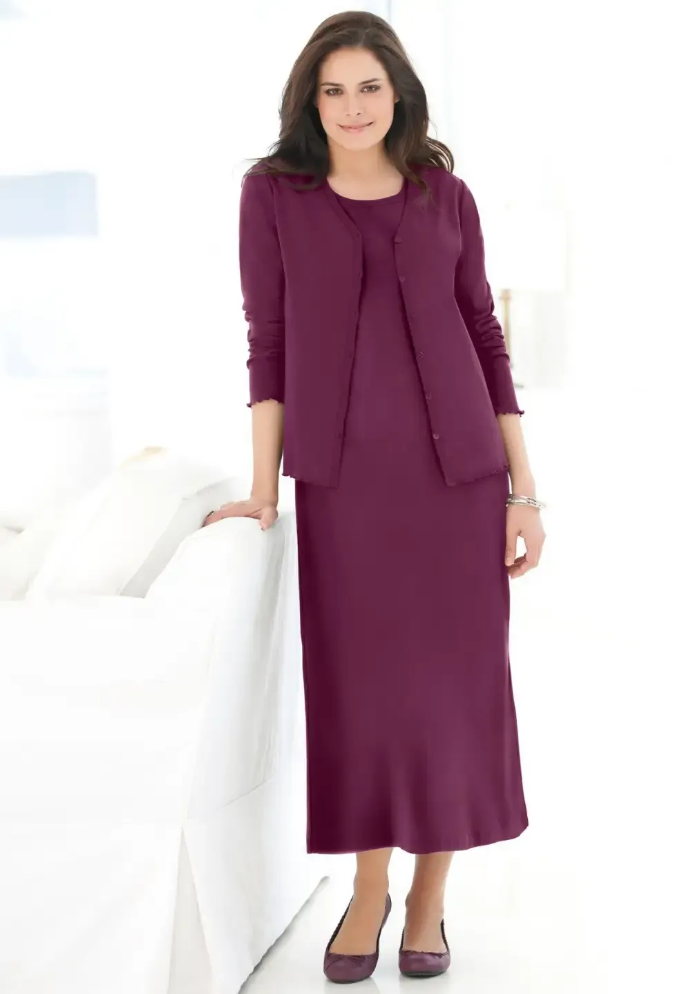 Lettuce Trim Knit Jacket Dress