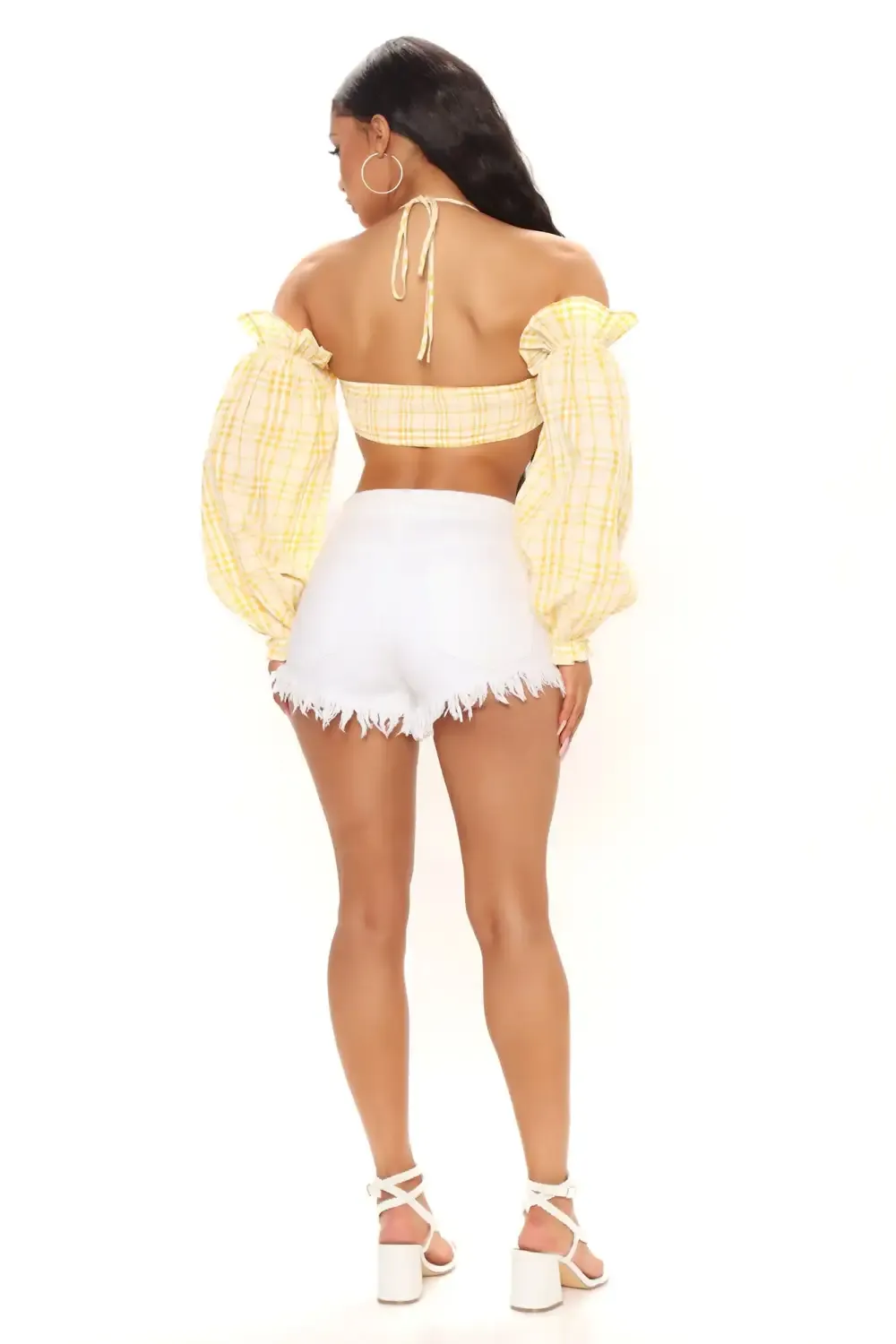 Only Good Energy Frayed Denim Shorts - White