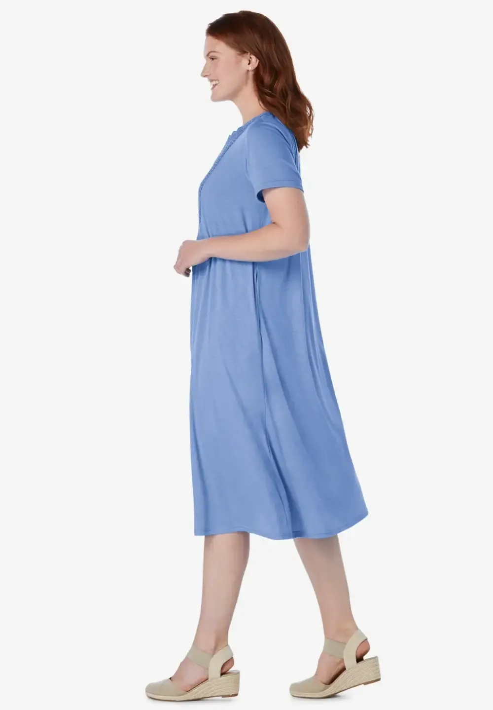 Embroidered Lace Bib Knit Dress