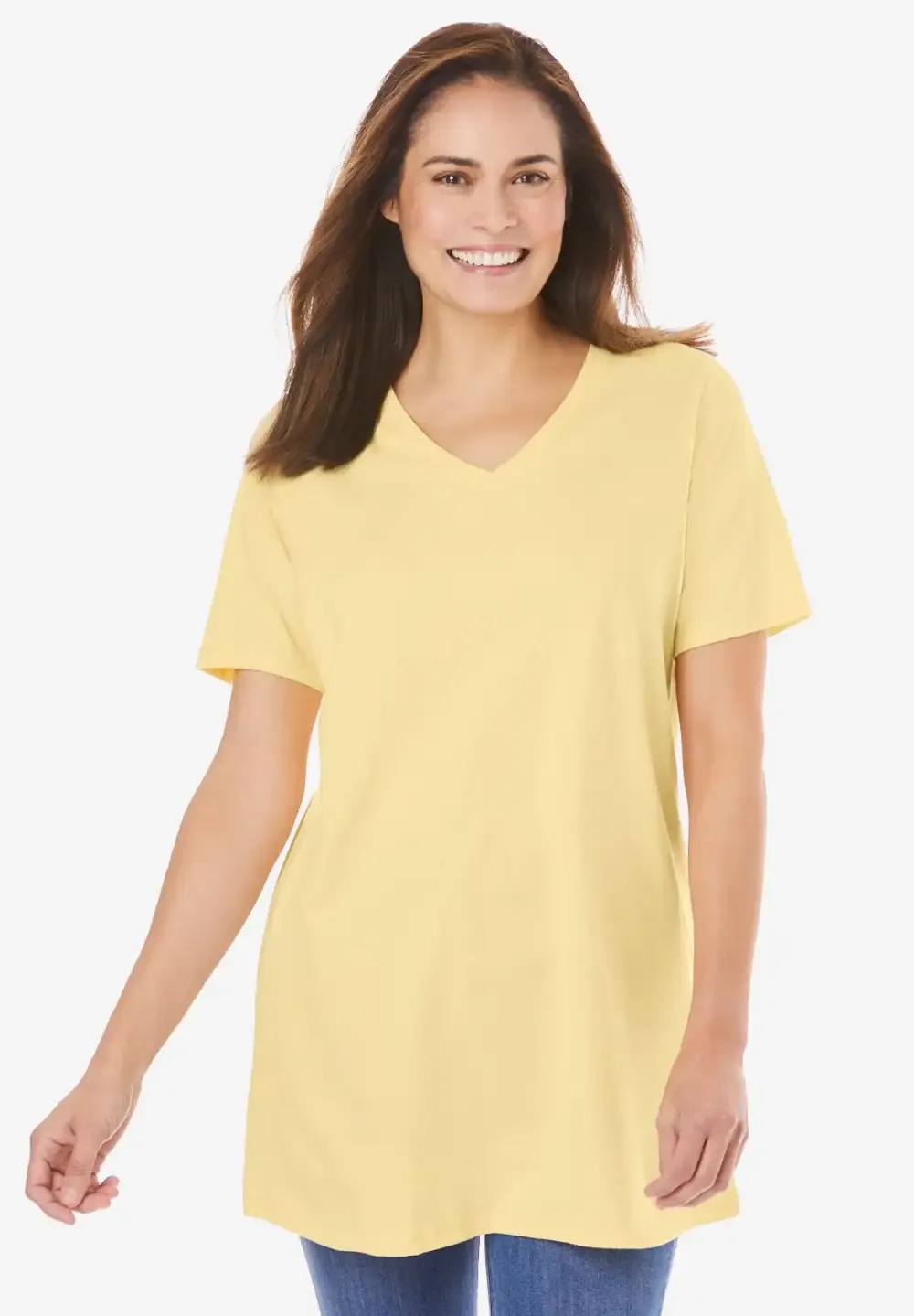 Perfect Short-Sleeve V-Neck Tunic