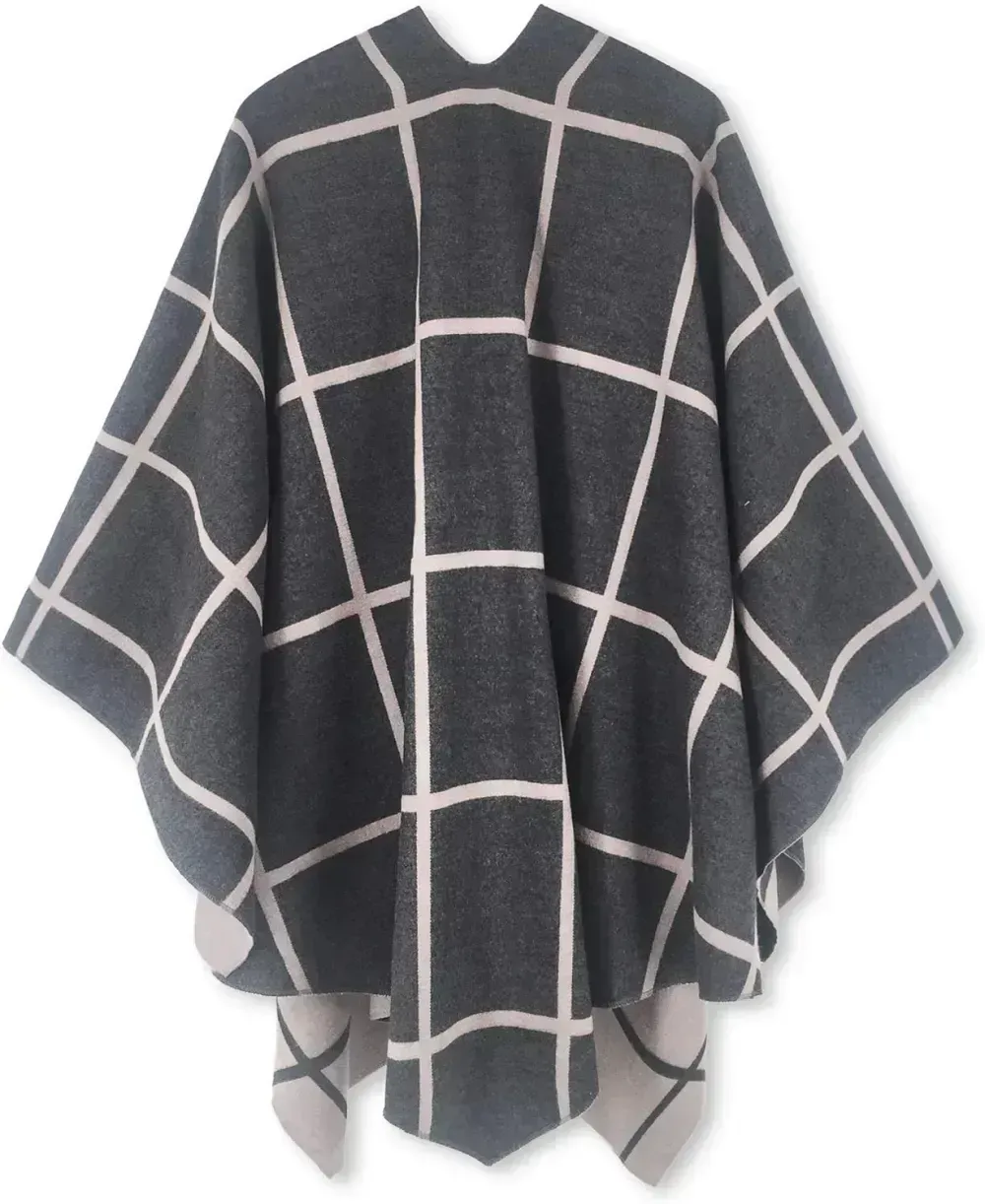 Women's Shawl Wrap Poncho Ruana Cape Open Front Cardigan Shawls for Fall Winter