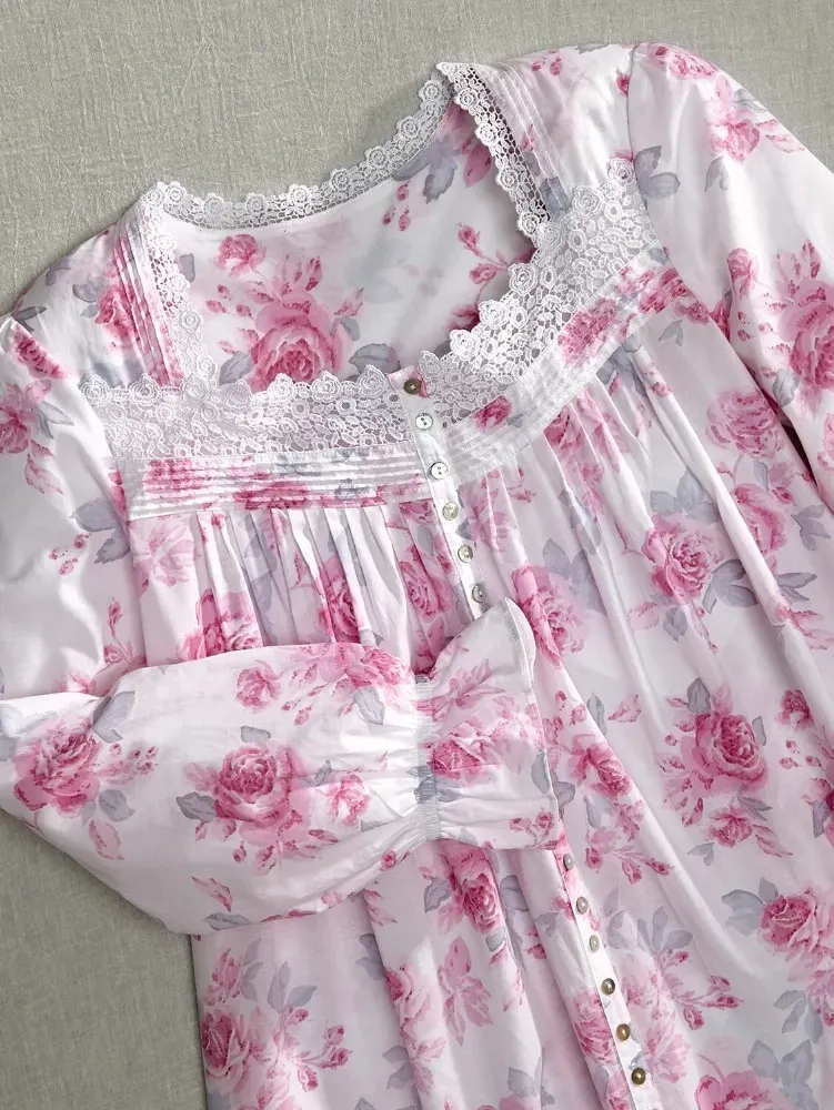Eileen West Pink Roses Cotton Lawn Robe