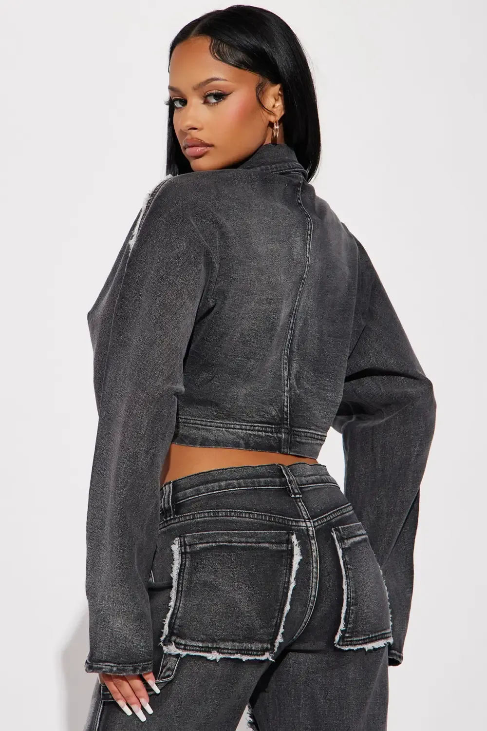 High Alert Crop Denim Jacket - Black Wash