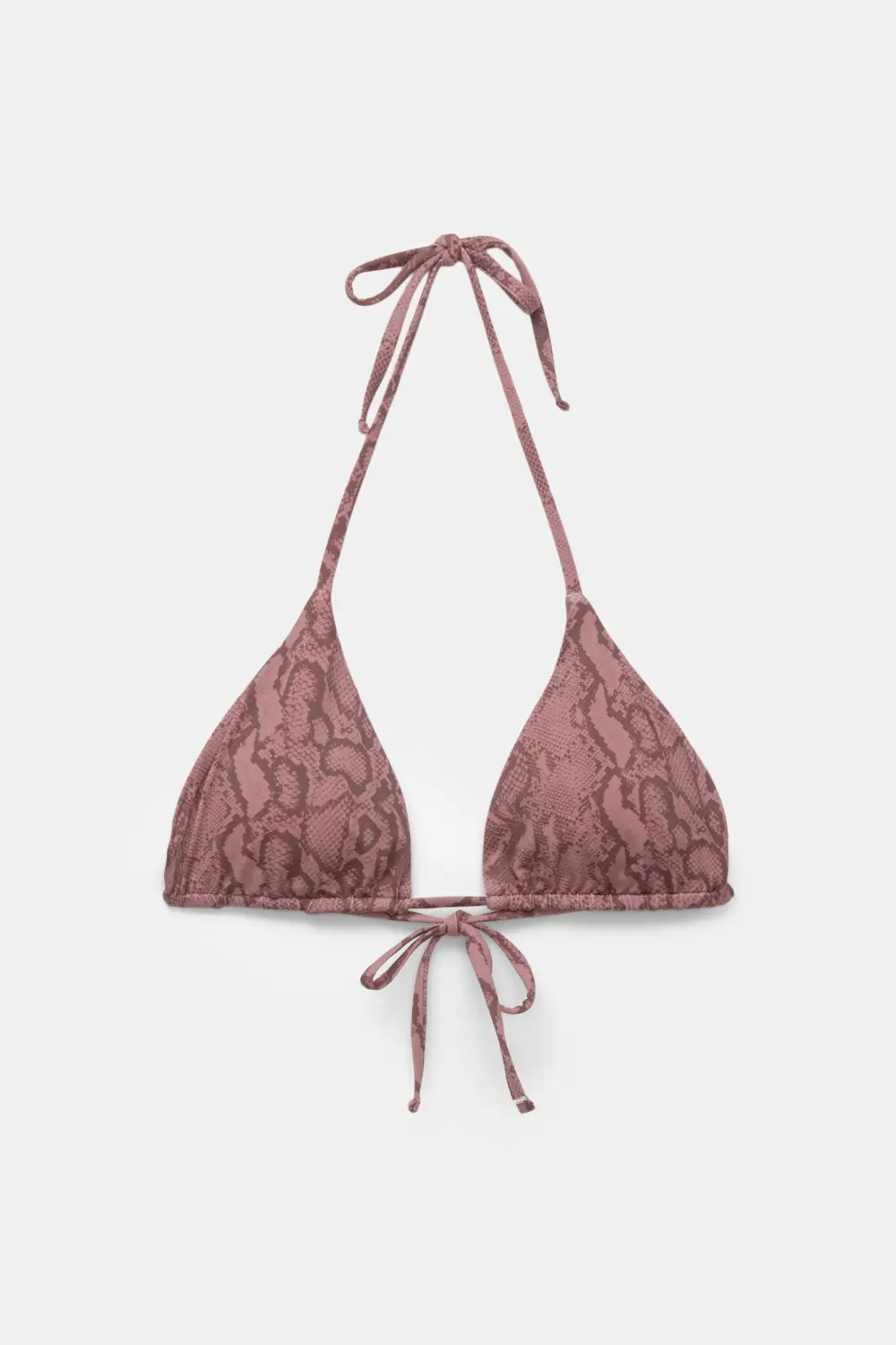 Snakeskin print triangle bikini top