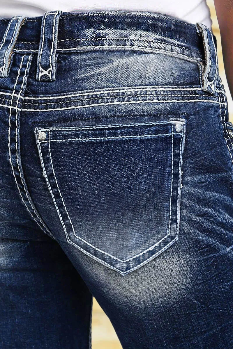 Washed Stretchy Stitch Detail Mid Rise Denim Bermuda Shorts