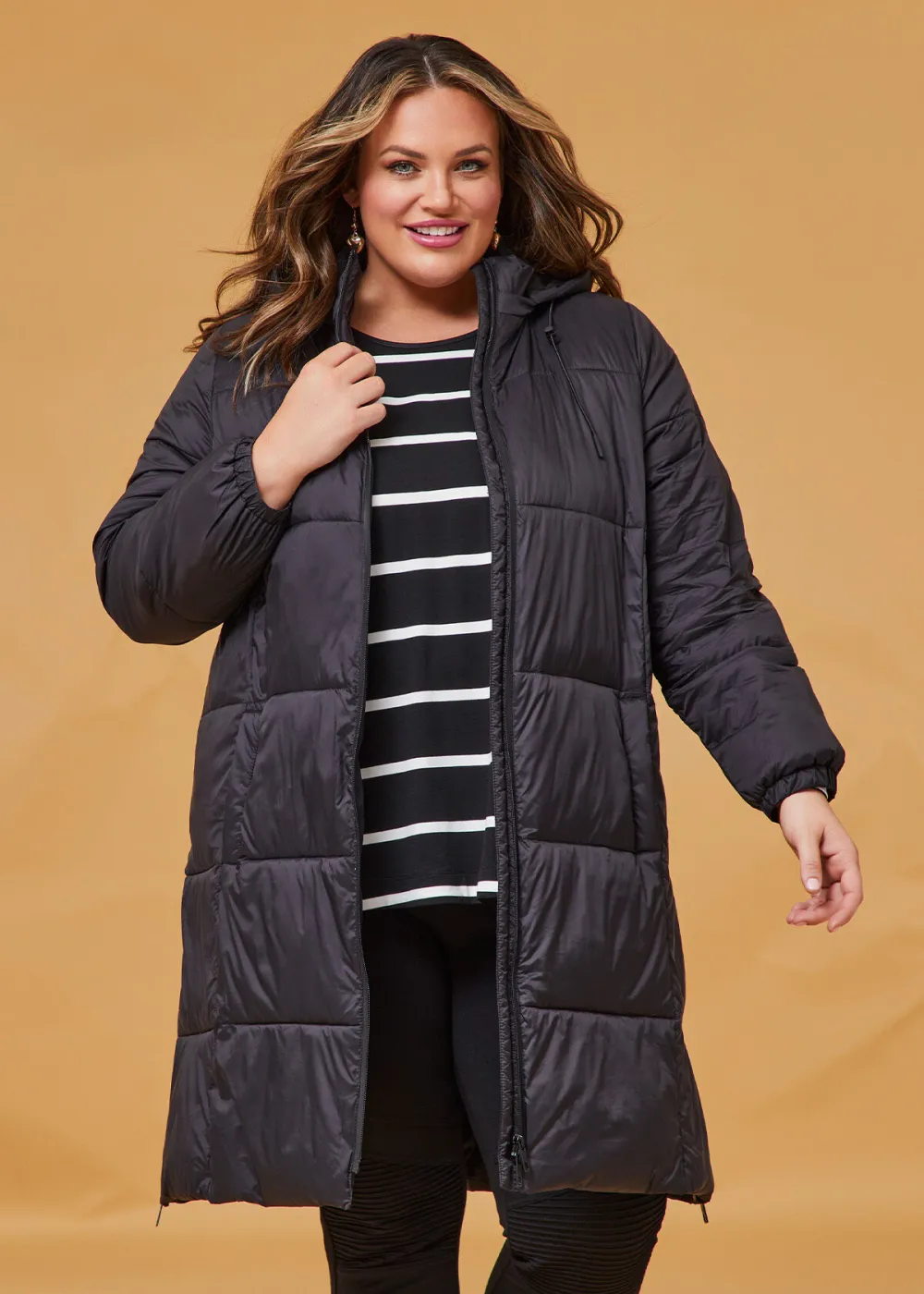 Long Line Zip Puffer Jacket