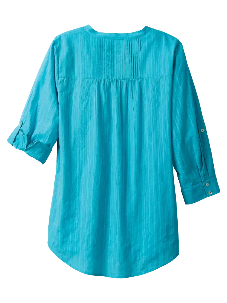 Perfect Pintuck Cotton Tunic With 3/4 Sleeves