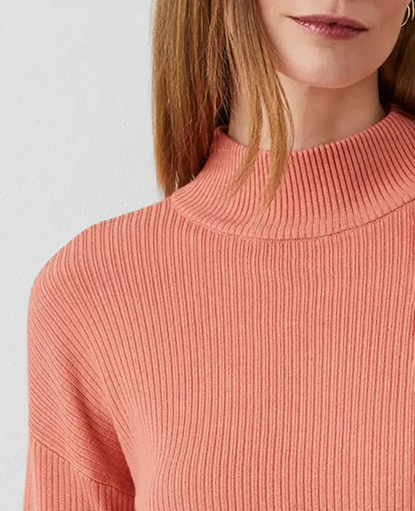 Mock Neck Ribbed Sweater