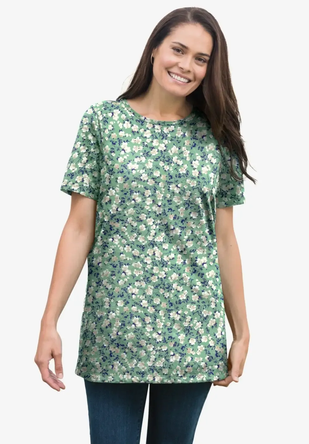 Perfect Printed Short-Sleeve Crewneck Tee