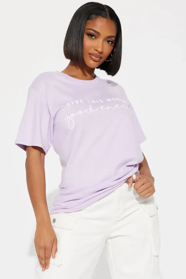 Give This World Good Energy Short Sleeve Tee - Lavender