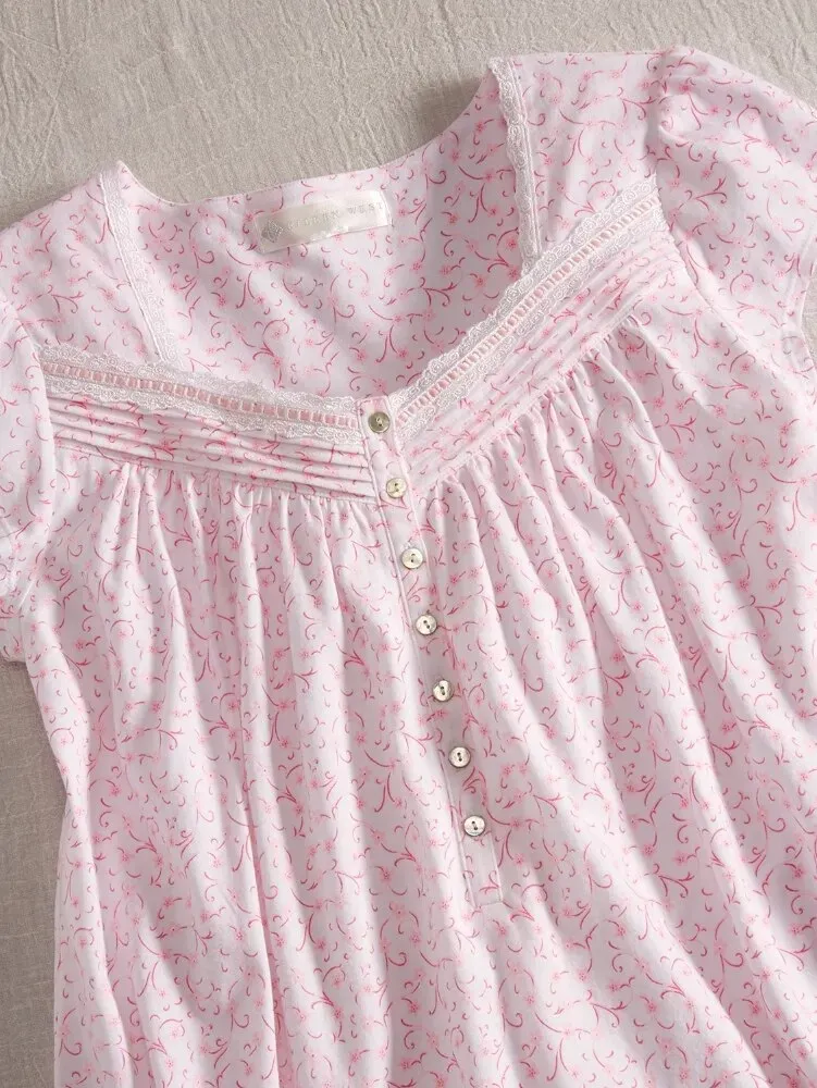 Eileen West Pink Scroll Cotton Short Nightgown