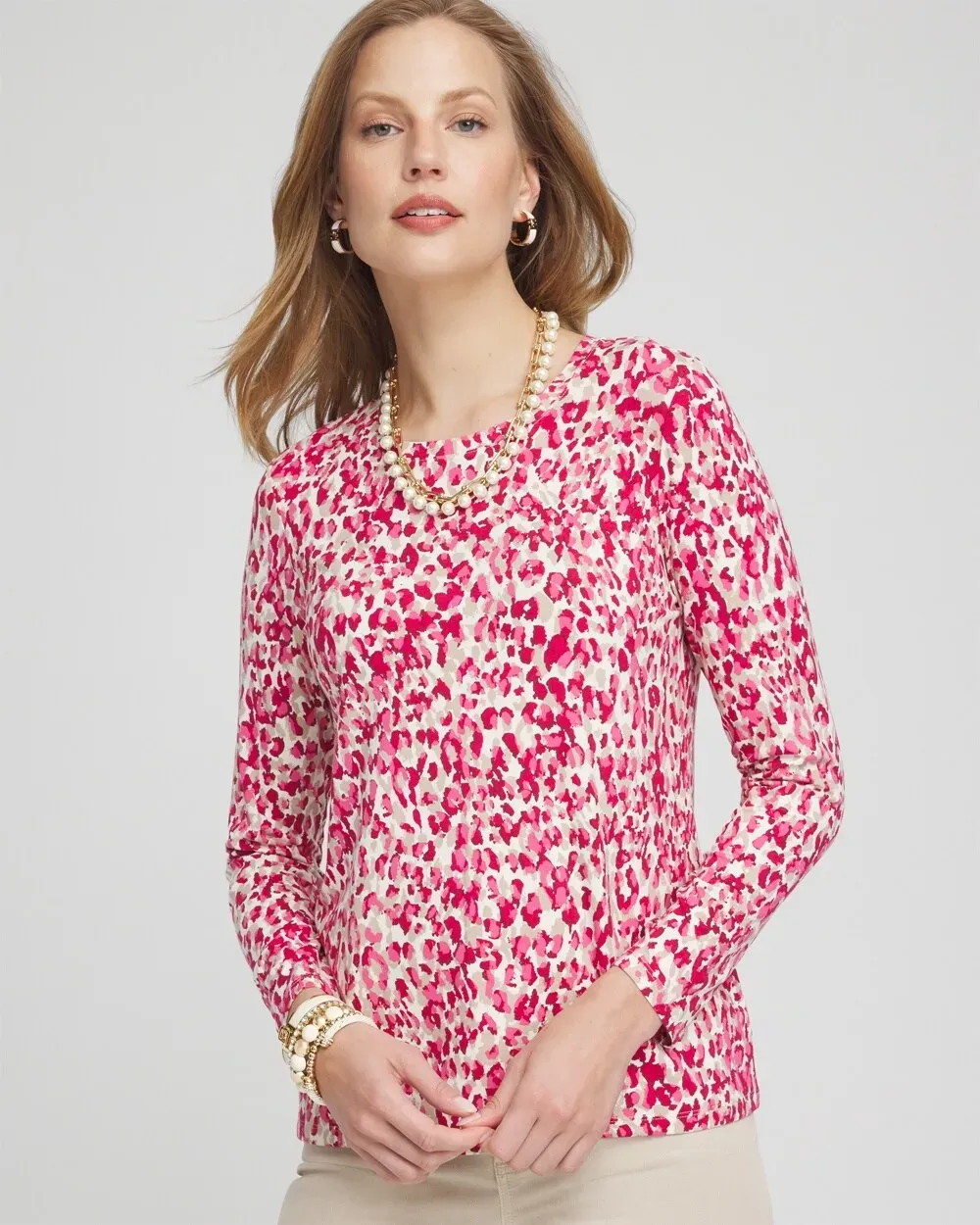 Touch of CoolTM Leopard Long Sleeve Tee