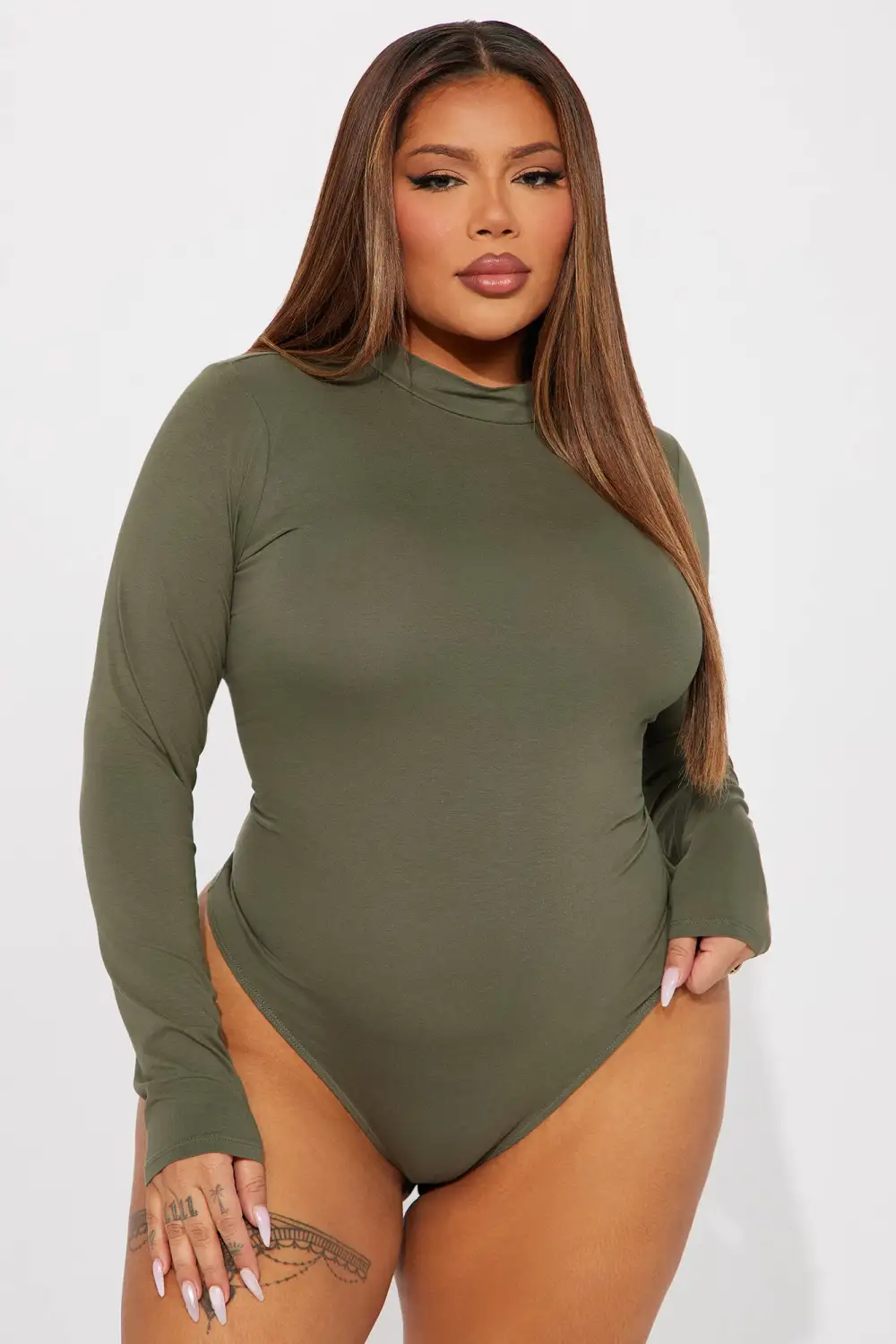 Melanie Mock Neck Bodysuit - Olive
