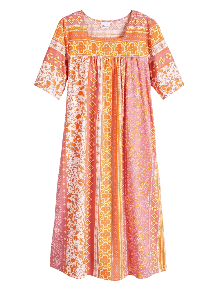 Vertical-Print Cotton Muumuu