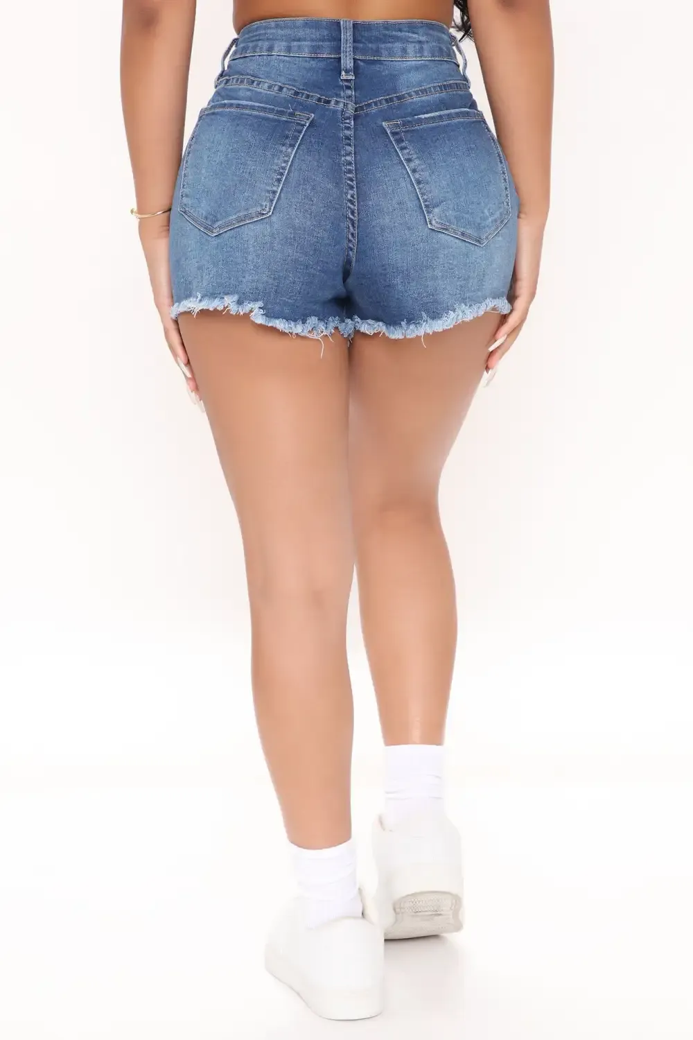 Can't Stop Her Distressed Denim Shorts - Medium Blue Wash