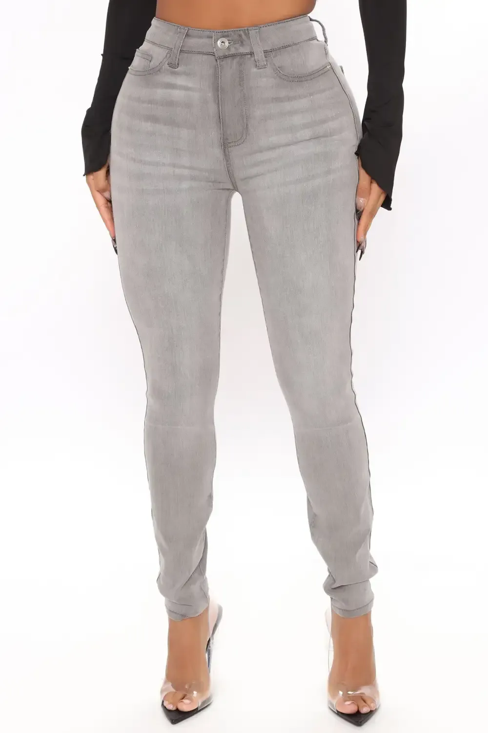 Lights Out High Rise Booty Lifting Skinny Jeans - Grey