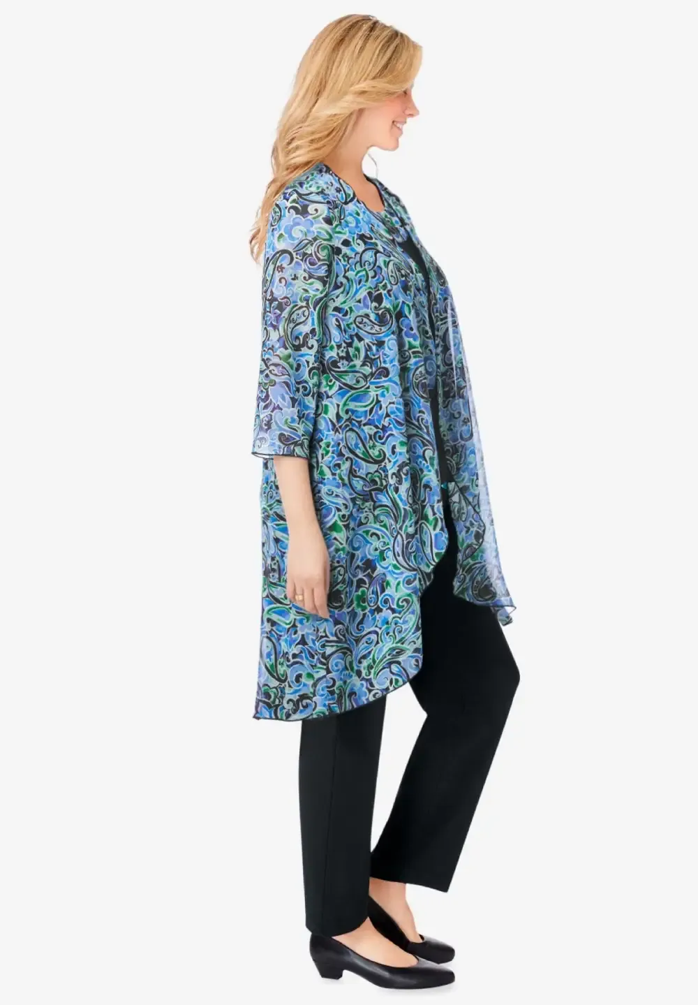 Three-Piece Chiffon Jacket/Tank/Pant Set