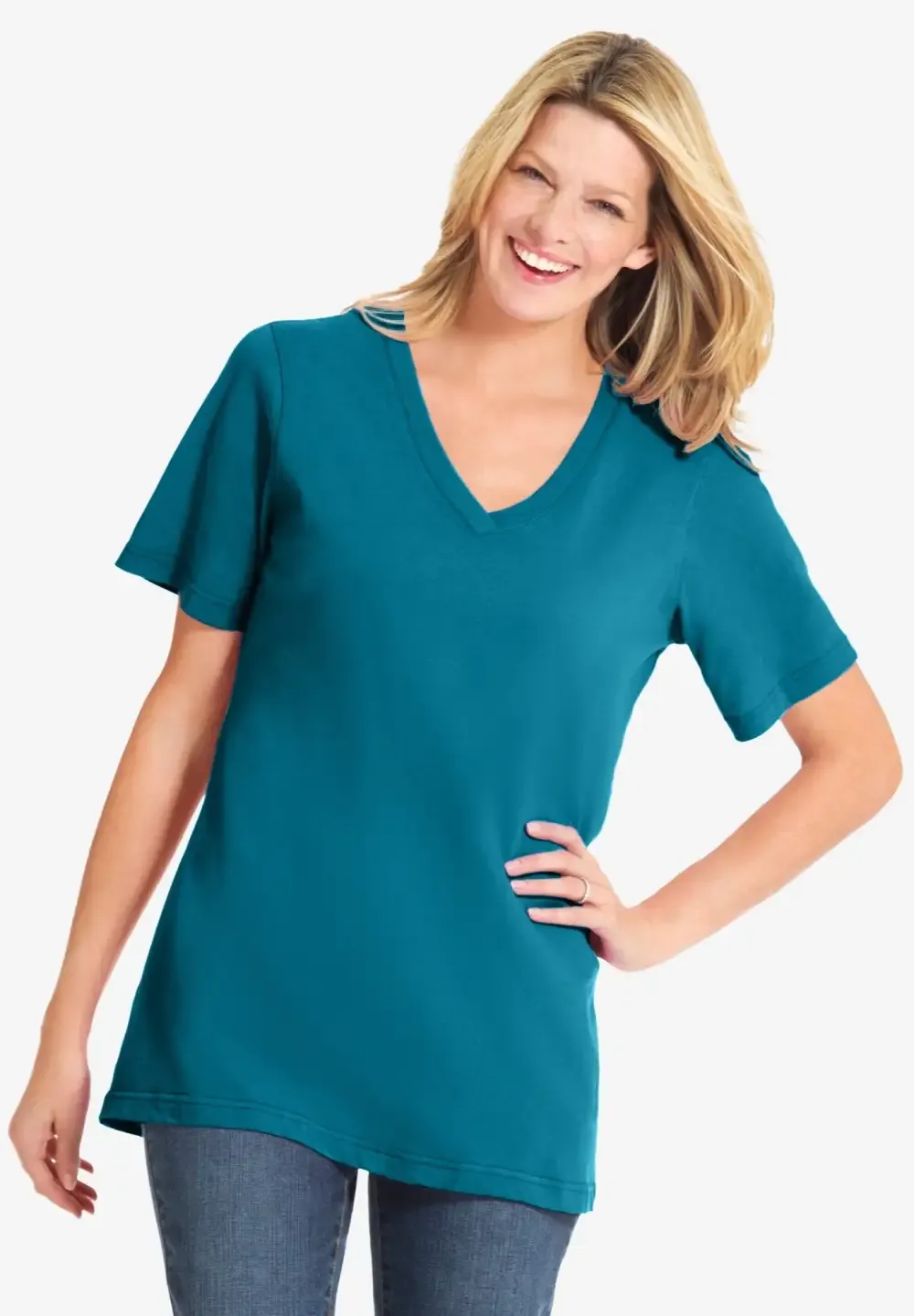 Perfect Short-Sleeve V-Neck Tee