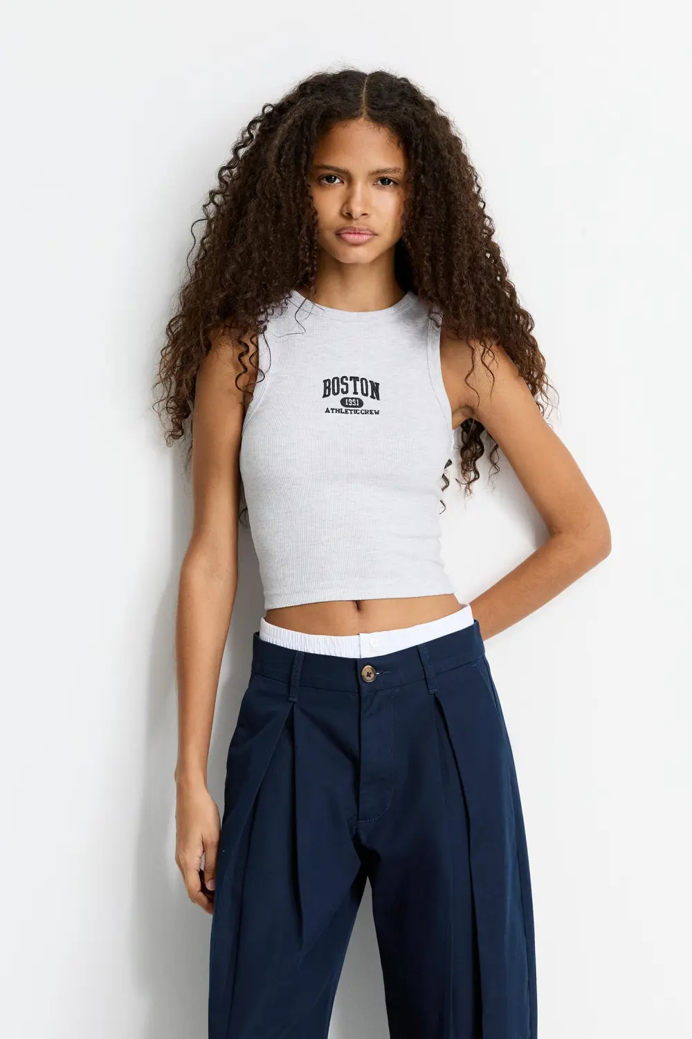 Boston embroidery tank top