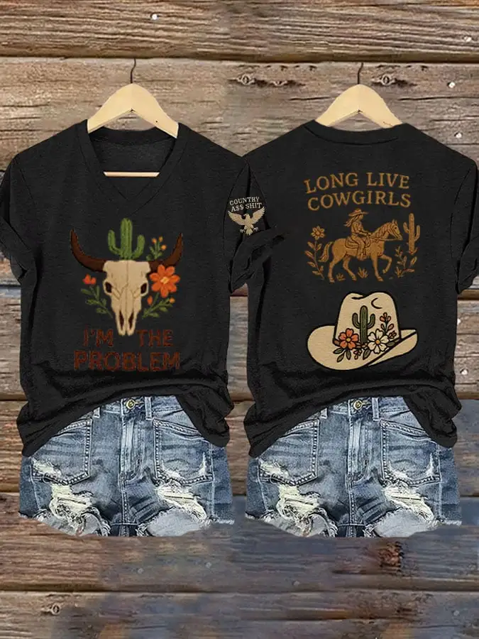 Women's I'M The Problem Country Music Printed Short-Sleeved T-Shirt