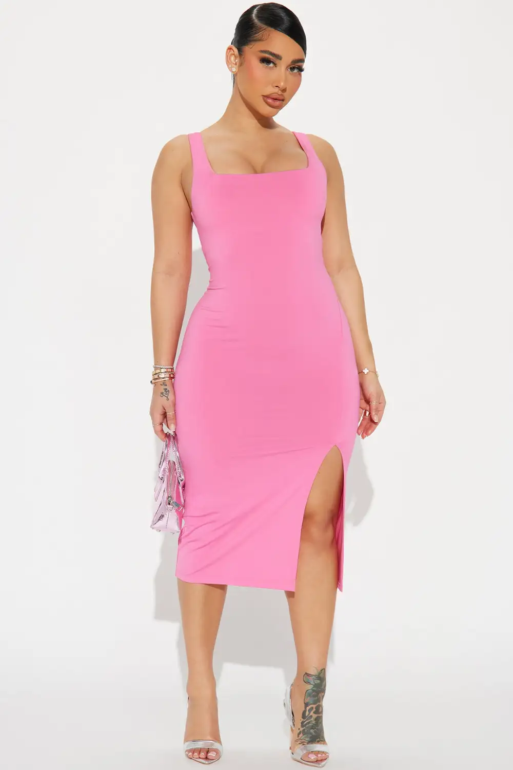 Kiss Me Sleeveless Midi Dress - Rose