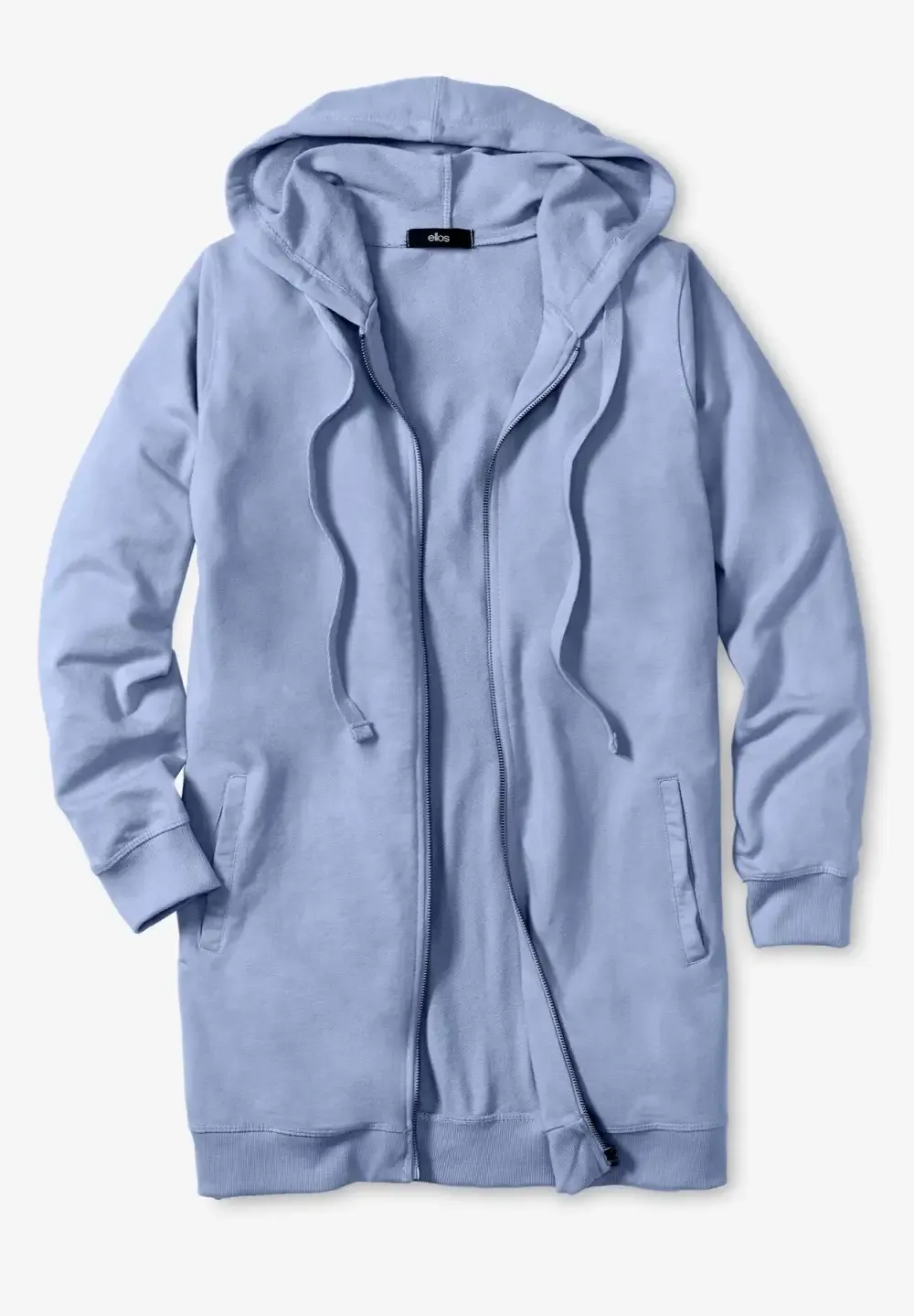 French Terry Long Zip Front Hoodie