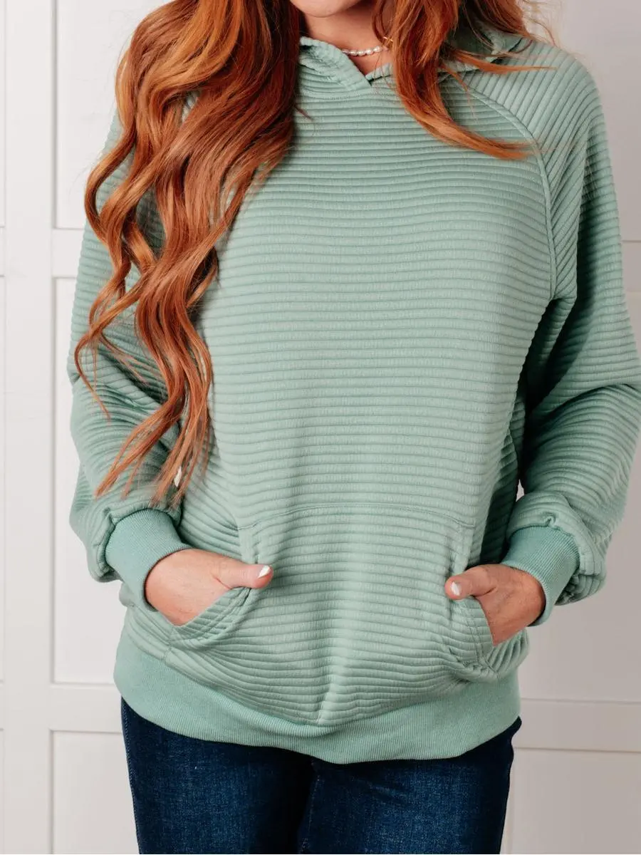 Loose Stripe Comfortable Breathable Green Hoodie