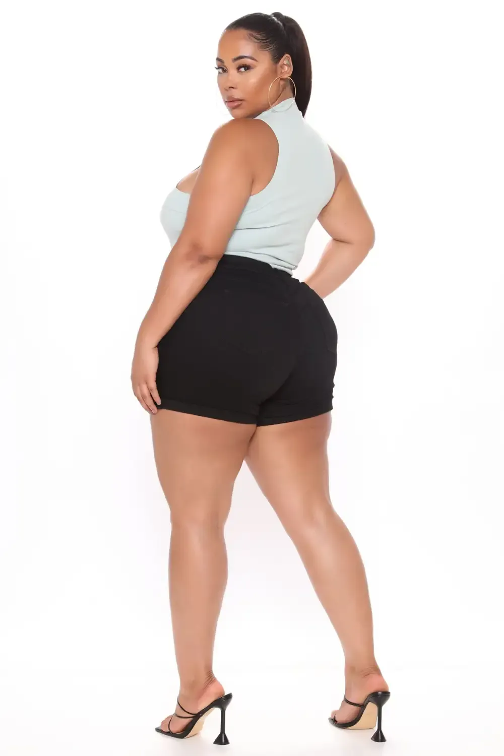 No Muffin Top Denim Shorts - Black