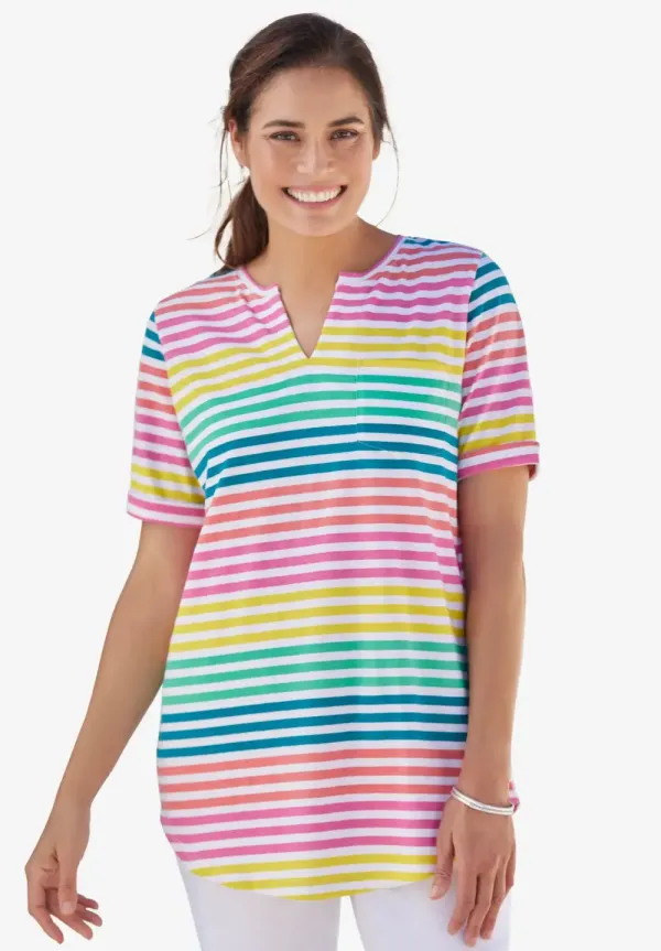 Short-Sleeve Notch-Neck Tee