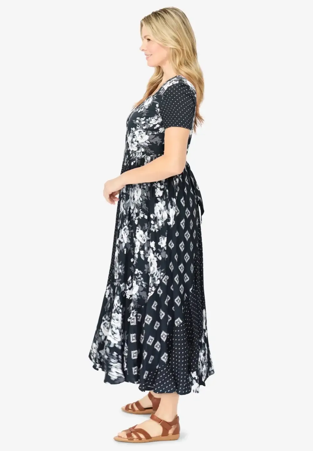 Mixed Print Maxi Dress