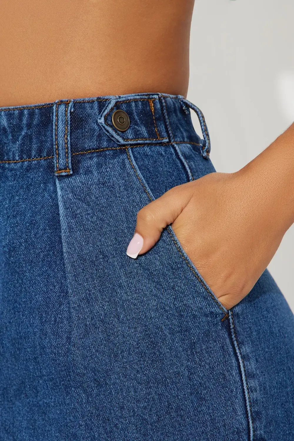 Allise Pleated Trouser Denim Shorts - Dark Wash