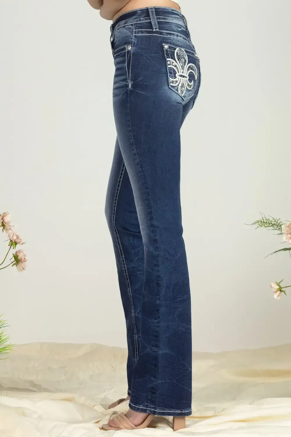 Aztec Sequin Fleur De Lis Bootcut Denim