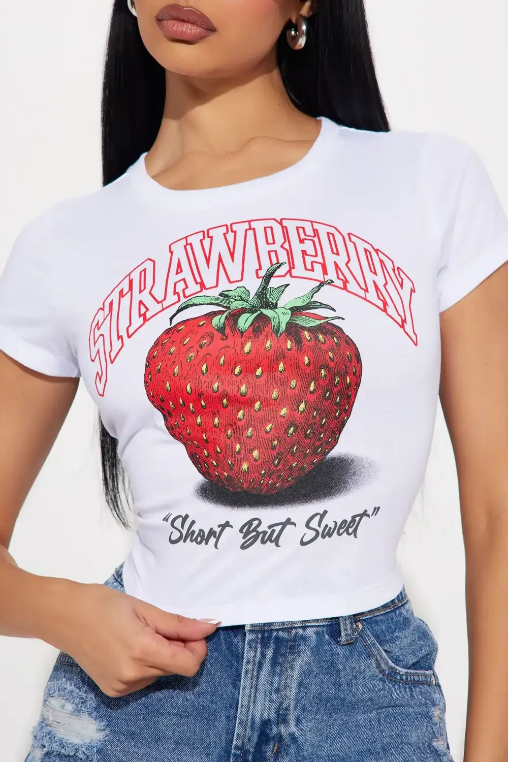 Short But Sweet Strawberries Tee - White