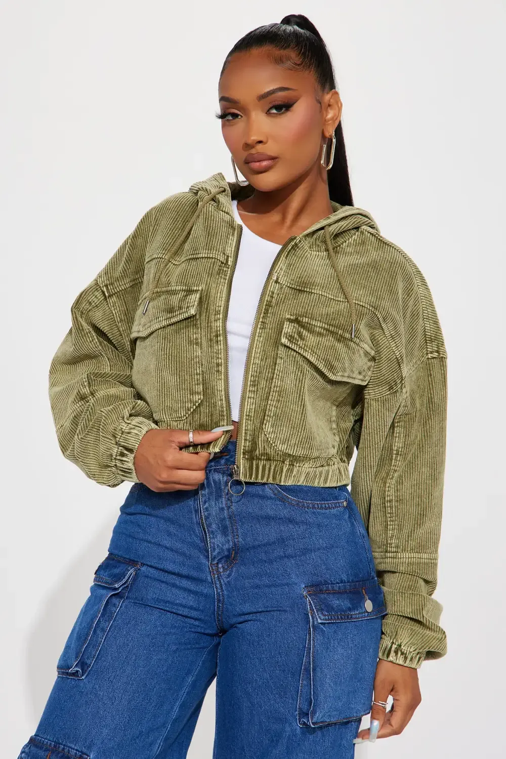 Ellie Corduroy Jacket - Olive