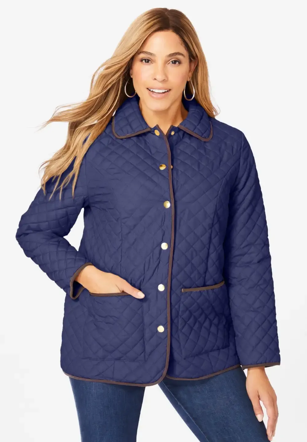 Snap-Front Quilted Coat