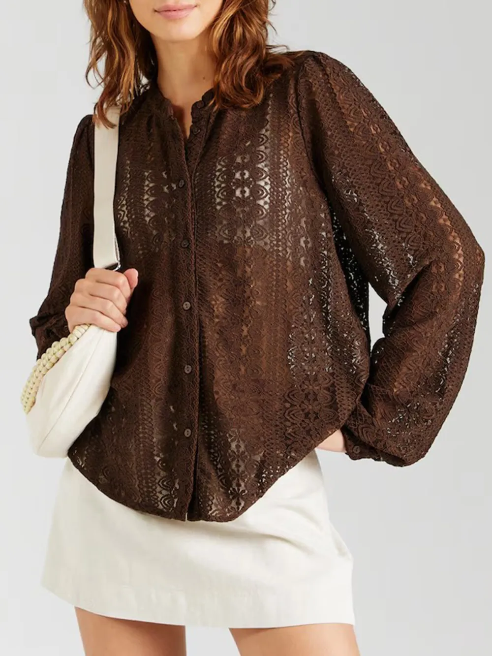 Puffed Sleeves Casual Style Blouses