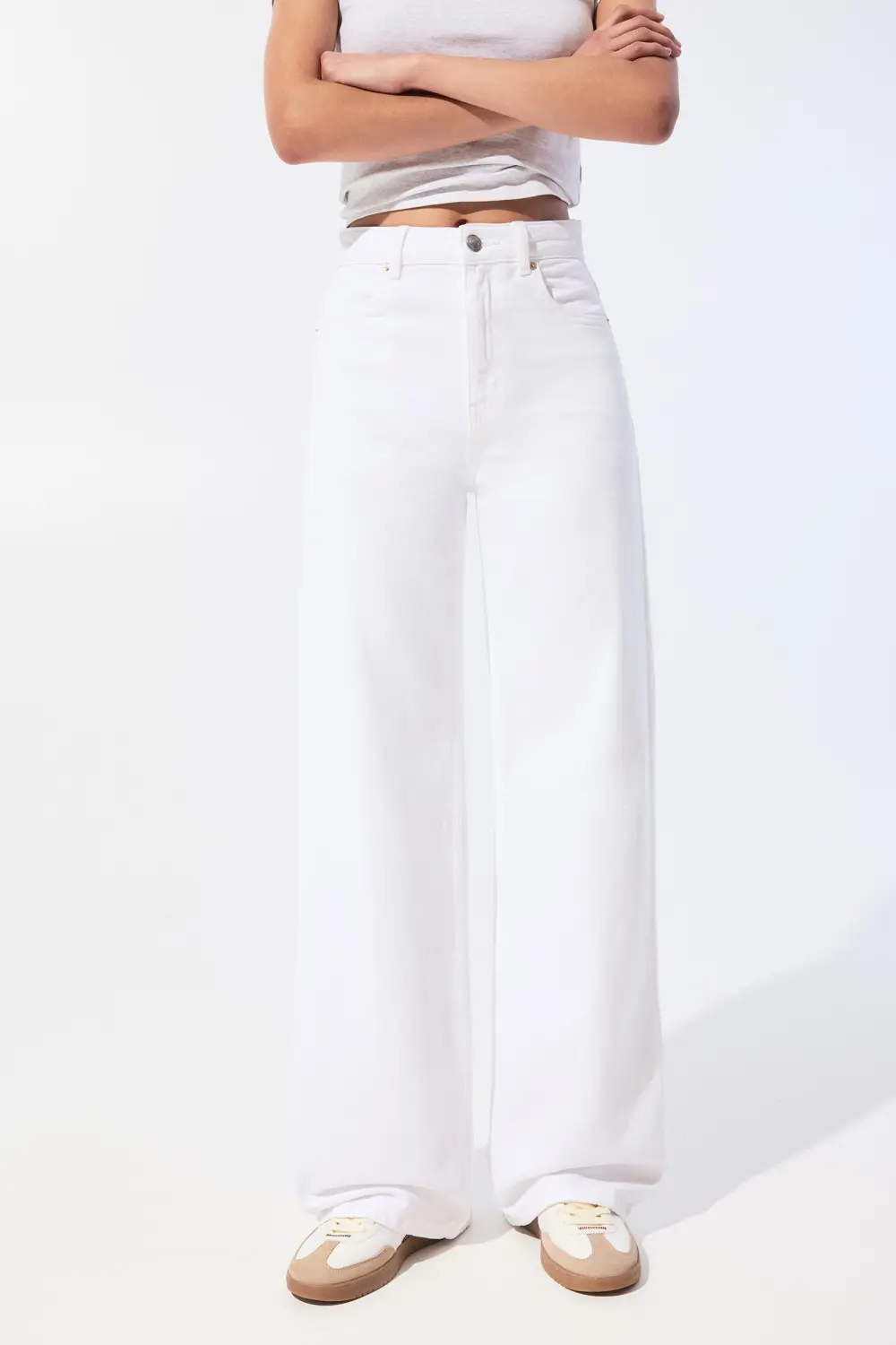 Jeans wide leg tiro alto